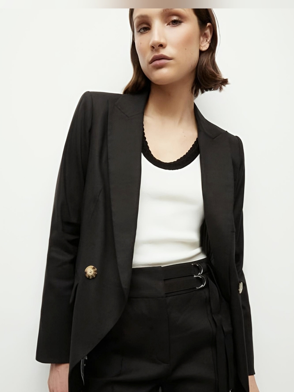 Veronica Beard 0 Black Didion Blazer Stretch-Linen Jacket - Picture 4 of 12